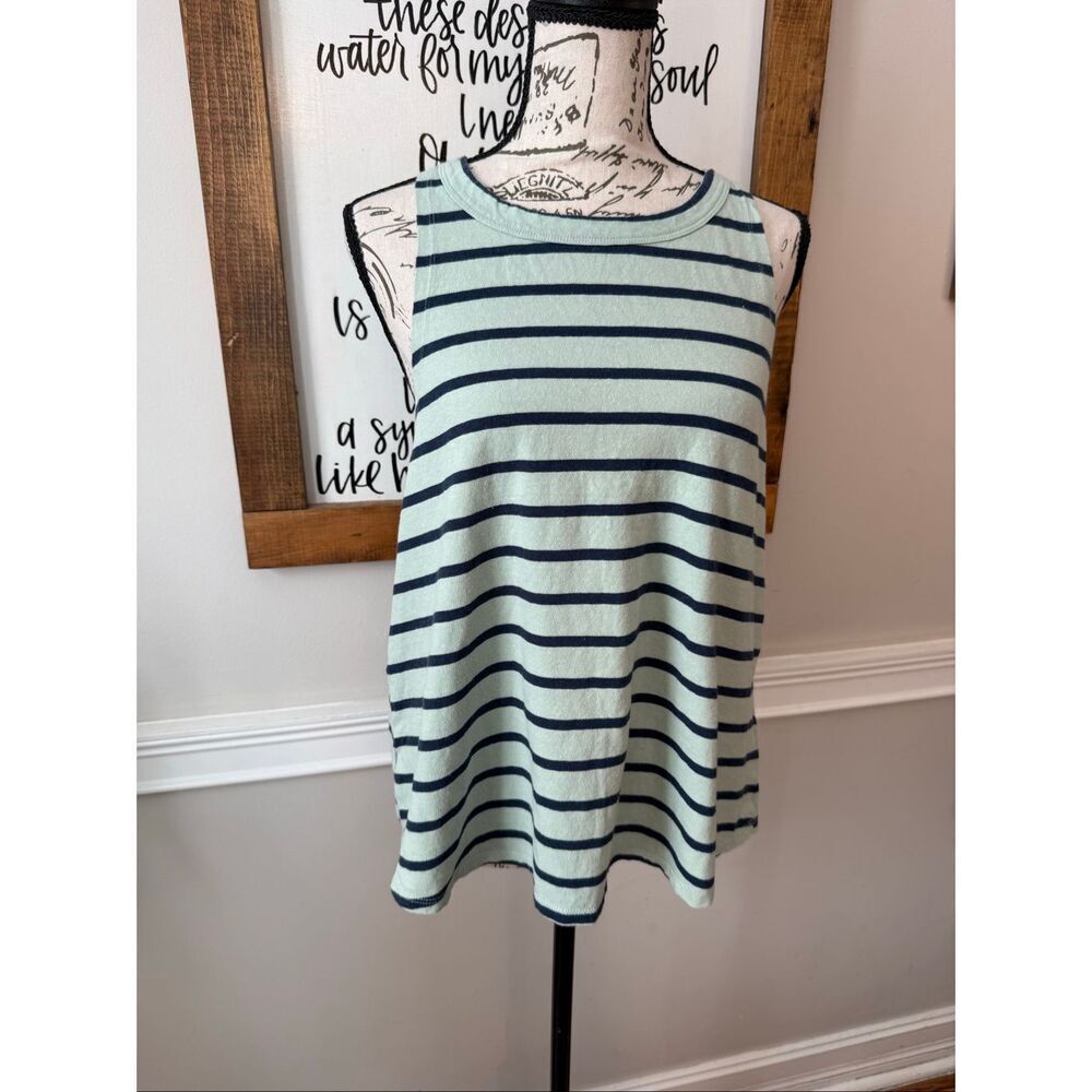 United By Blue Impact Women's Stripe Organic Cotton Blend Tank Top Blue Size XL